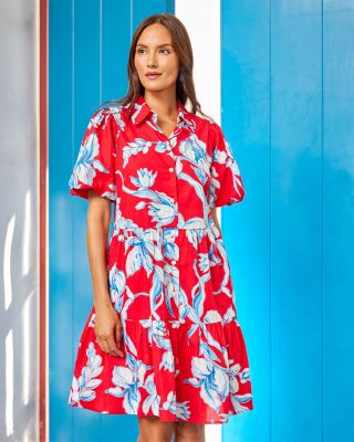 Puff Sleeve Tiered Shirt Dress