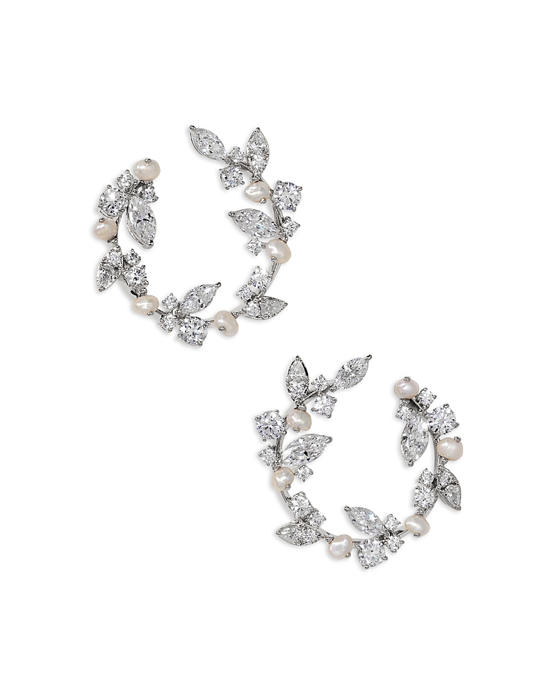 Nadri Ravish Front To Back Hoop Earrings In Silver