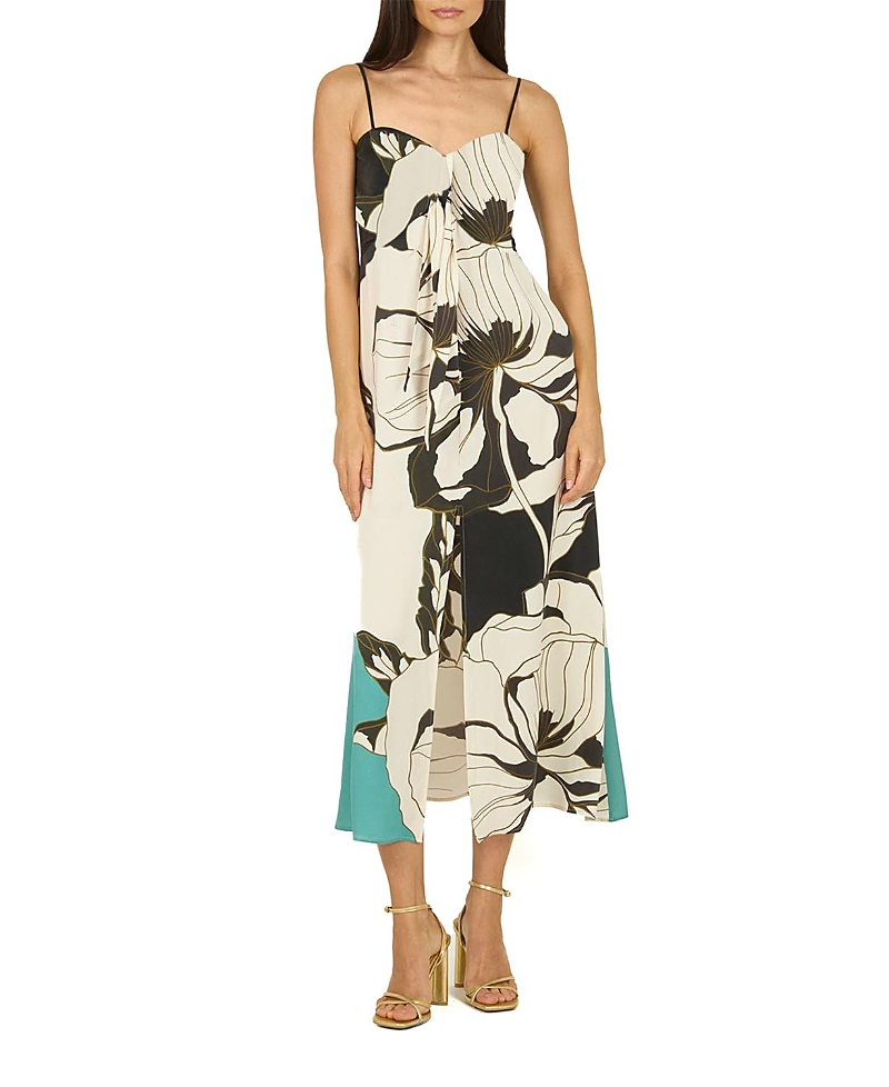 Shop Secret Mission Ceres Dress In Cyan Green Abstract Floral