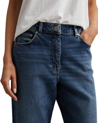 Selin Straight Leg Mid Rise Jeans in Mid Blue