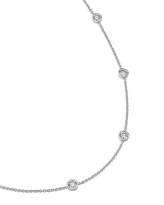 Diamond Bezel Station Necklace in 14K White Gold, 2.1 tcw
