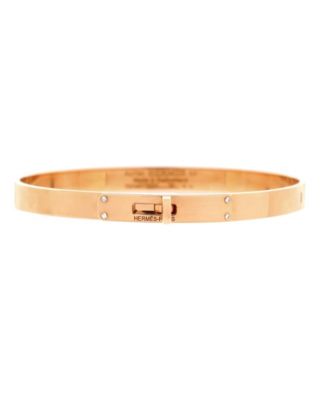 Pre-Owned HERMES Small Kelly Bracelet 18K Rose Gold with 4 Diamonds
