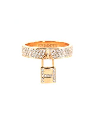 Pre-Owned HERMES Medium Kelly Clochette Ring 18K Rose Gold and Pave Diamonds