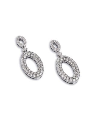 Diamond Drop Earrings in 14K White Gold, 1.4 tcw