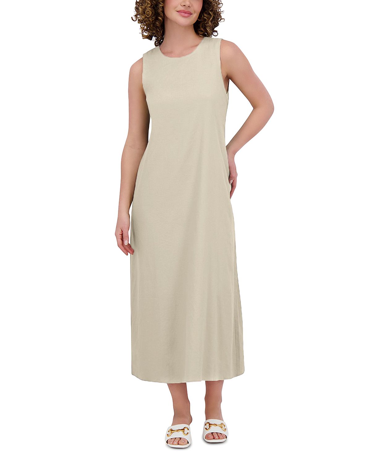 Point LinenBlend Crewneck Maxi Dress