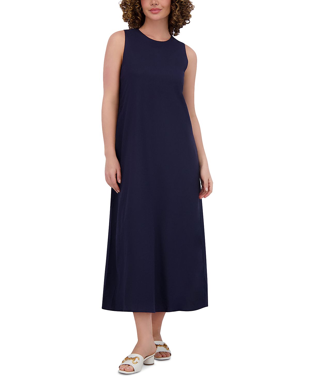 Point LinenBlend Crewneck Maxi Dress