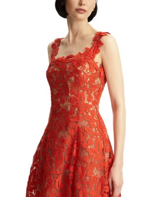 Sleeveless Cherry Guipure Cocktail Dress