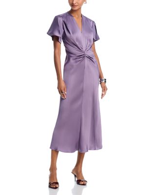 Victoria Beckham - Gathered V Neck Midi Dress