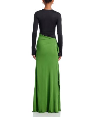 Ruched Long Sleeve Gown