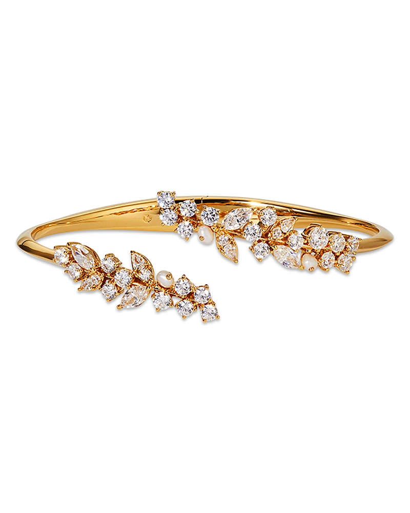 NADRI RAVISH LAUREL CUBIC ZIRCONIA & FRESHWATER PEARL BYPASS BRACELET