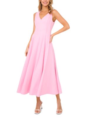 Sleeveless V Neck Pleated Maxi Dress
