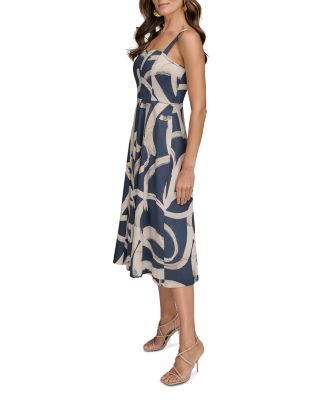 Abstract Print Midi Dress