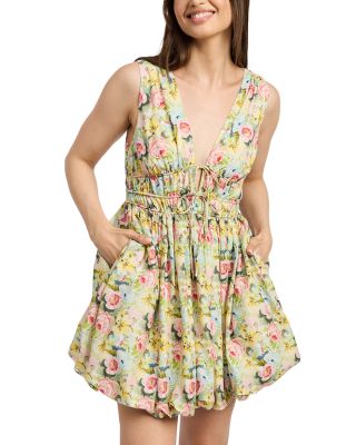 Cairo Floral Poplin Bubble Hem Mini Dress