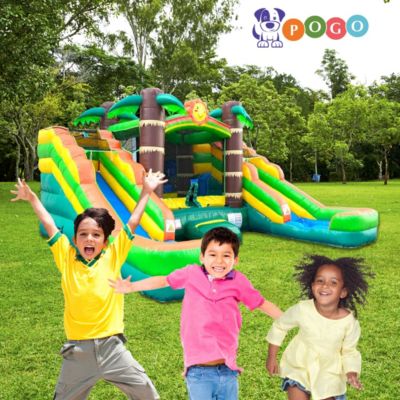  Inflatable and Double Slide Combo Unit Without Blower - Crossover Combo Bouncer, Kids Outdoor Toys, Jumpers for Kids