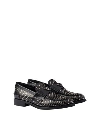  Women's Studded Brushed Leather Loafers