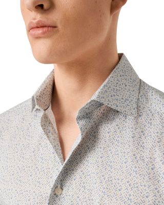 Printed Long Sleeve Button Front Shirt