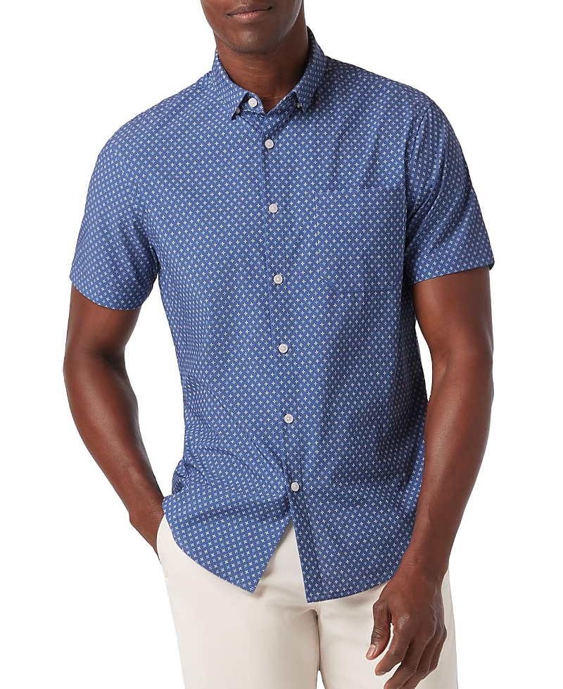 Mizzen + Main Mizzen+main Leeward Ss Dress Shirt Coastal Fjord Hatch Mark In Coastal Fjord Hatch Mark