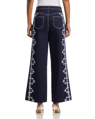 Betsy High Rise Wide Leg Ankle Jeans in Mazie Eyelet 