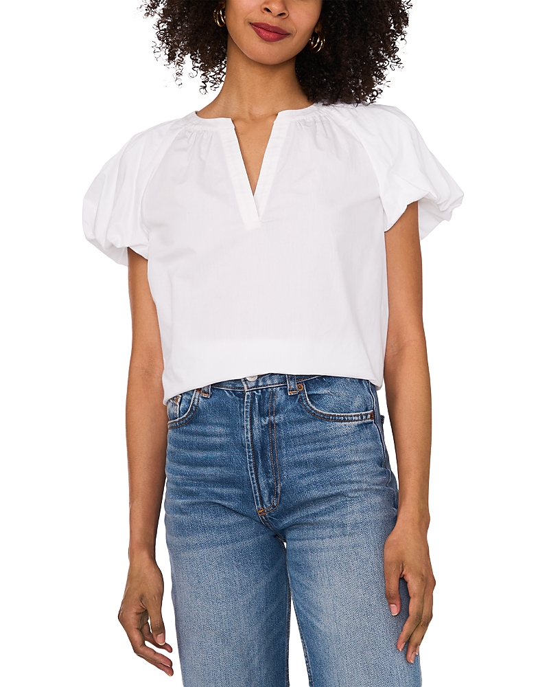 Shop Vince Camuto Split Neck Raglan Puff Sleeve Blouse