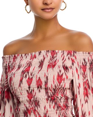 Graciela Printed Off The Shoulder Smocked Top & Lyra Printed Smocked Waist Pants