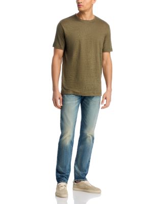 x David Beckham Taut 73 Linen Crewneck Tee in Medium Green