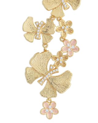 Pavé Butterfly & Flowers Linear Drop Earrings   