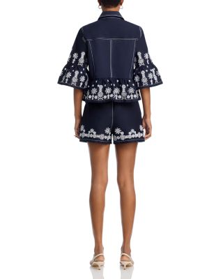 Betsy High Rise Wide Leg Ankle Jeans in Mazie Eyelet 