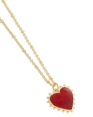 Heart Stone 18K Yellow Gold Plated Stone Necklace, 19"L