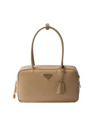 Prada - Re-Nylon and Leather Medium Top-Handle Bag with Padlock
