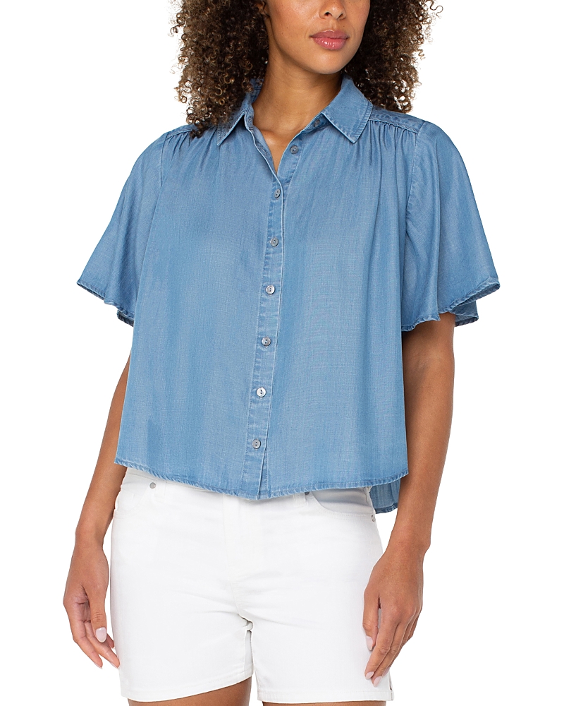 Liverpool Los Angeles Petite Flutter-sleeve Blouse