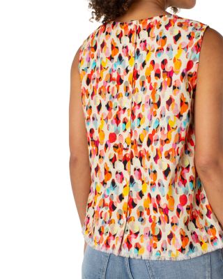 Printed Back Button Sleeveless Blouse