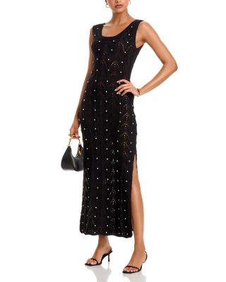 Vincent Rhinestone Pointelle Knit Dress