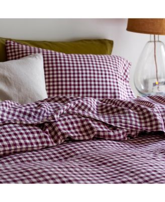 Gingham Linen Flat Sheet, Queen