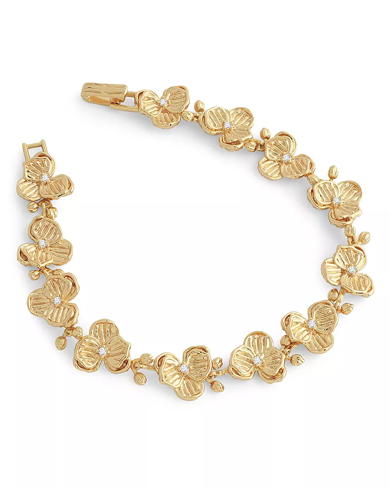 Anabel Aram Pave Orchid Link Bracelet