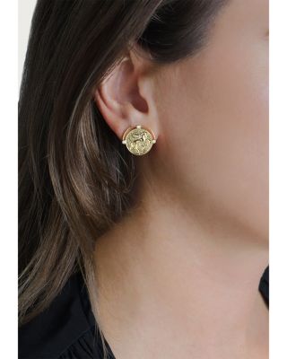 Pav&eacute; Pegasus Coin Stud Earrings
