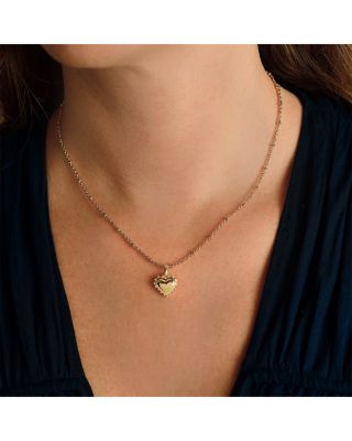 Small Heart Locket Pendant Necklace, 16"-17"