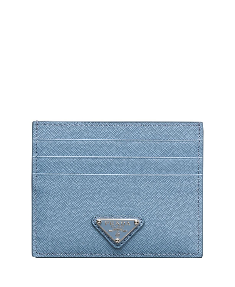 Prada Saffiano Leather Card Holder In Astral Blue