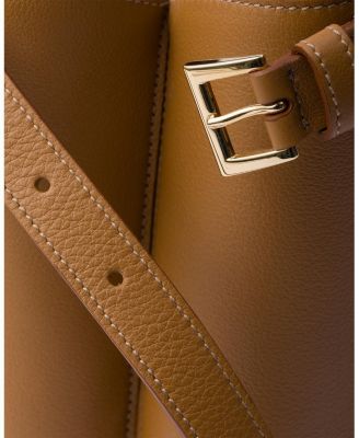 Buckle Medium Leather Handbag with Double Belt