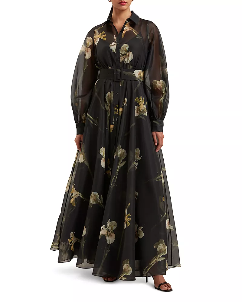 Ted Baker Liorral Printed Organza Belted Maxi Dress