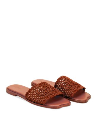 Chloé Women's Flower Raffia Slide Sandals | Bloomingdale's Shoes