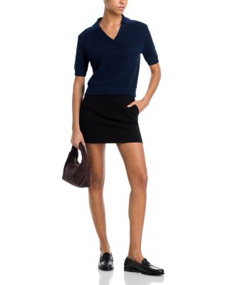 V Neck Collar Short Sleeve Sweater