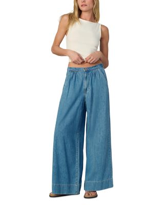 The Ruched High Rise Palazzo Jeans in Curious 