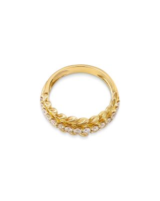 Diamond Leaf Band in 14K Yellow Gold, 0.52 tcw