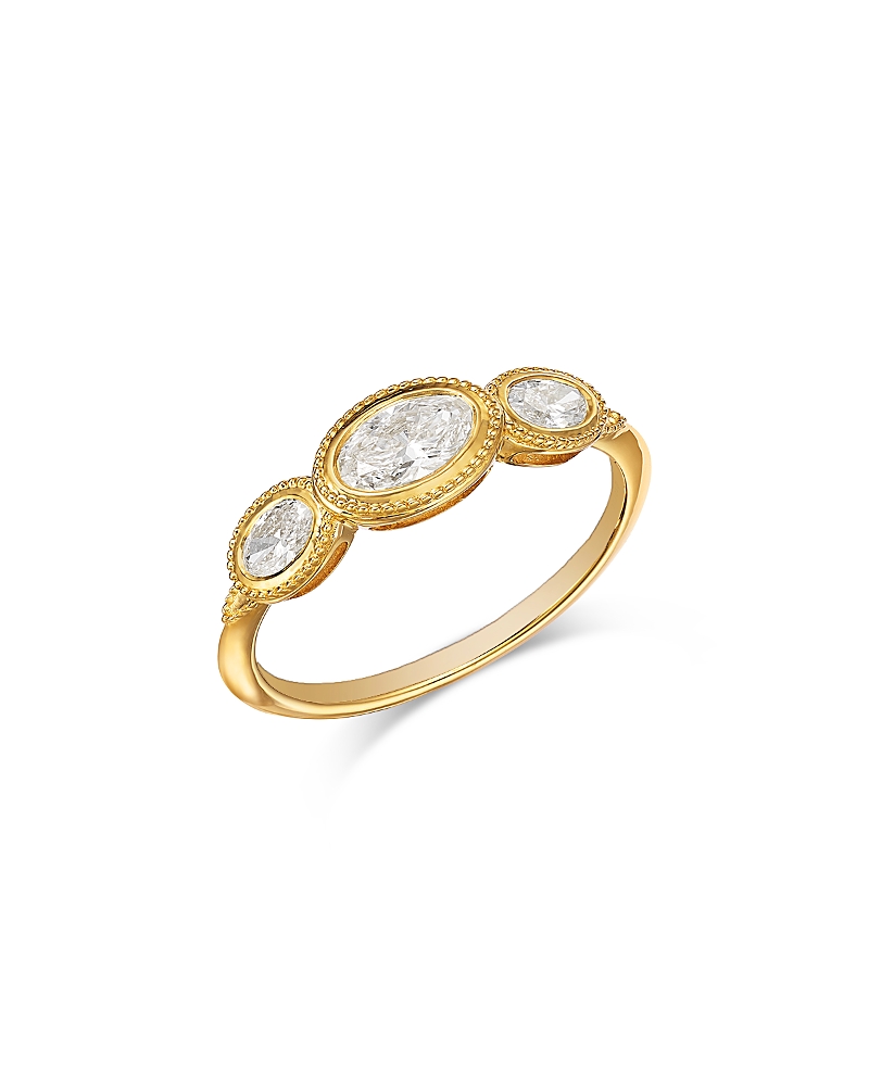 Bloomingdale's Fine Collection Diamond Oval Three Stone Bezel Ring In 14k Yellow Gold, 0.7 Ct. T. W. In Gold