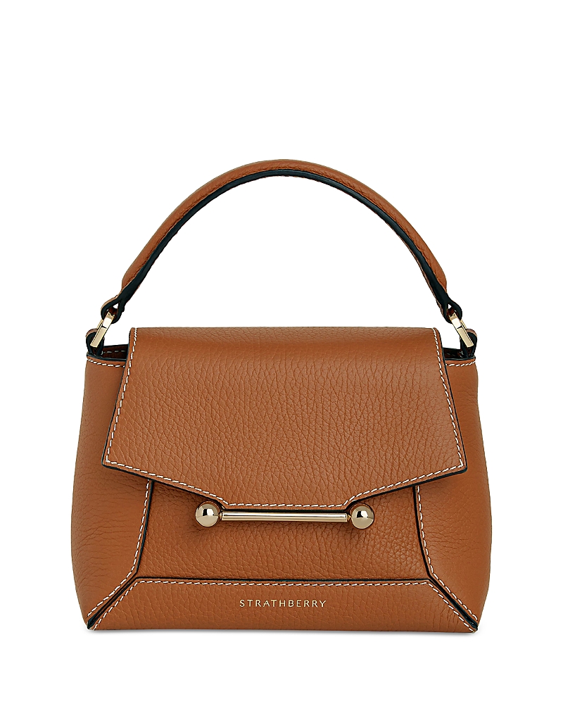 Strathberry Mosaic Nano Leather Top Handle Bag In Tan