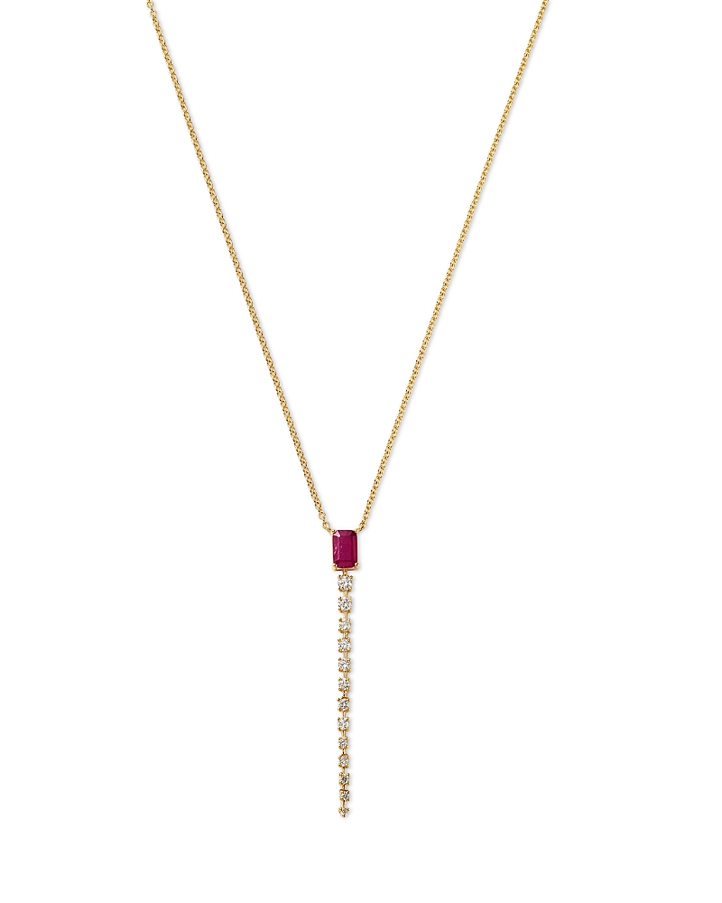 Bloomingdale's Fine Collection Ruby & Diamond Lariat Necklace In 14k Yellow Gold, 18 In Gold