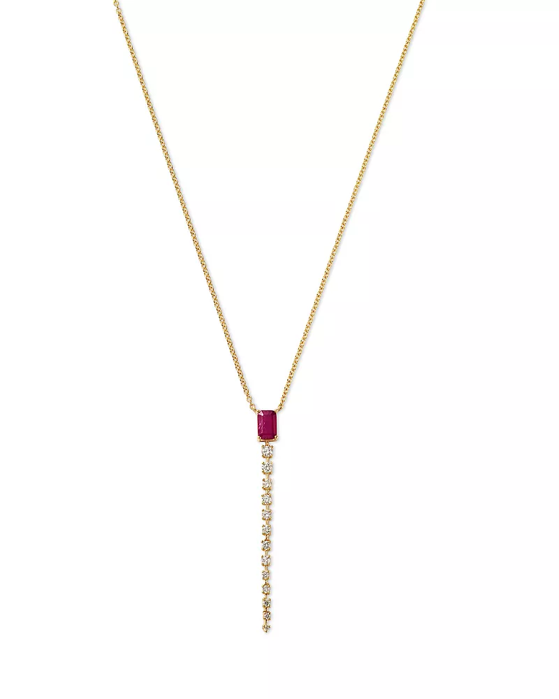 Bloomingdale's Fine Collection Ruby & Diamond Lariat Necklace in 14K Yellow Gold, 18