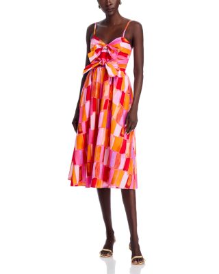 Natasha Sunset Tile Poplin Bow Dress