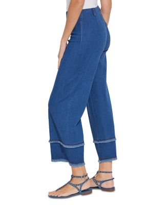 High Rise Cropped Wide Leg Jeans in Mid Wash