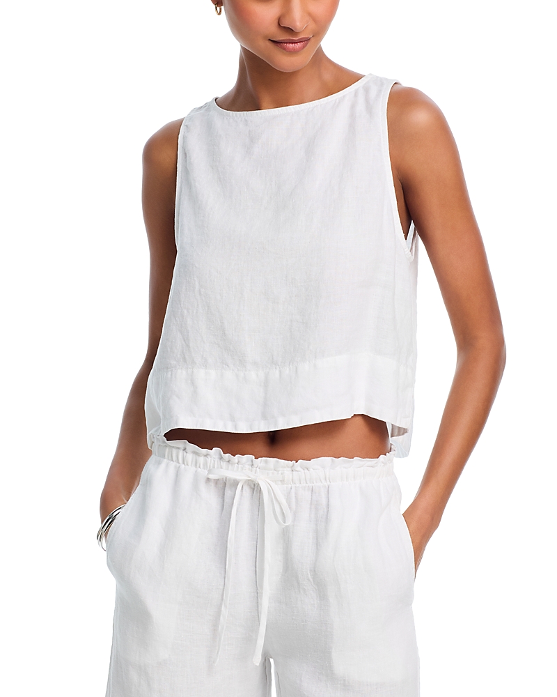 Shop Bella Dahl Linen Boat Neck Split Back Top